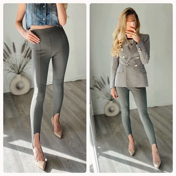 ZARA TOPSTITCHED STIRRUP LEGGINGS - Picture 3 of 6